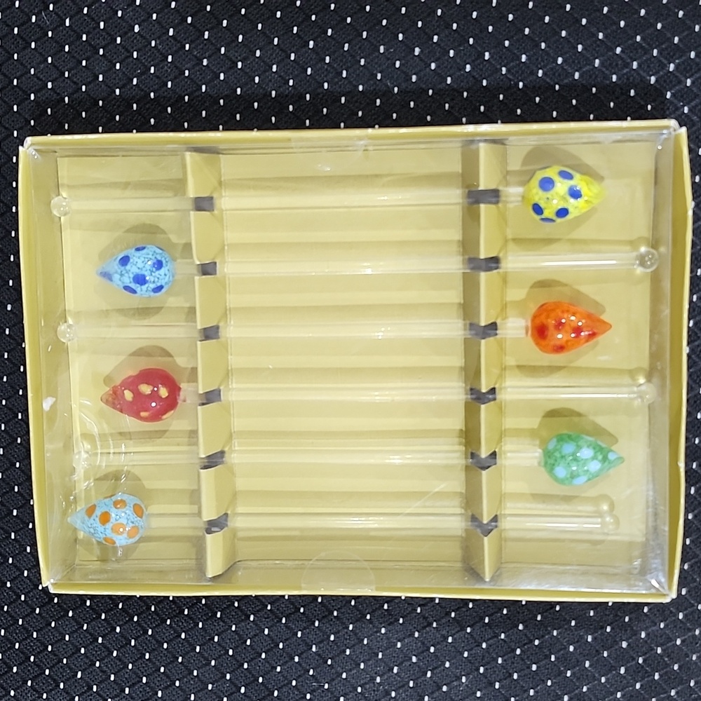 Vintage Set of Pier 1 Imports Blown Glass Polka Dot Swizzle Sticks - Picture 2 of 3